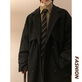 Aidase Autumn Winter Wool Jacket Men Casual Solid Wool Coats Male Loose Turn Down Collar Mens Long Coat aidase-shop