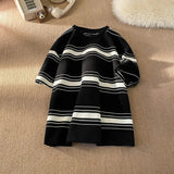 AIDASE  -  Color Blocking Striped T-shirt Men's Heavyweight Cotton Short Sleeved Tee Loose O-neck Base Shirt Summer American Couple Tops aidase-shop