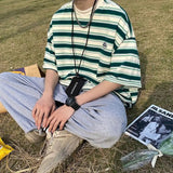 AIDASE  -  Fashion T-Shirts Printing Striped Pullovers Loose Man Short Sleeve Round Neck Handsome Spring Summer Thin Men's Clothing aidase-shop