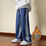 AIDASE  -  Elastic Waist Elastic Pants Men's Drawstring Loose Wide Leg Jeans Casual Daily Practical All-in-one Trend High Street Men Jeans aidase-shop