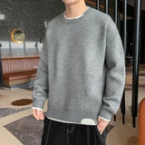 Aidase Knit Sweater Male Pullovers Round Collar Men's Clothing Crewneck Pink No Hoodie Spliced Warm Classic Knitwears Maletry Cotton X aidase-shop