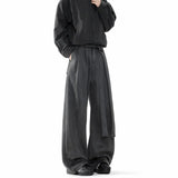 AIDASE  -  Belt Black Suit Pants Men Oversized Society Mens Dress Pants Korean Loose Wide Leg Pants Mens Office Formal Trousers M-3XL aidase-shop