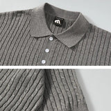 AIDASE  -  Summer New Men Ins Fashion Korean High Street Tees Casual Hemp Pattern Turn-down Collar Knitted Short Sleeve T-shirt HK5143 aidase-shop