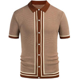 Aidase Summer Striped Sweater Men Newest Knit Poloshirt Business Casual Cardigan Tees Streetwear Tshirt Top Ice Silk Fabric Polo Blouse