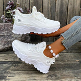 AIDASE  -  New Women Sneakers Breathable Thick Sole Casual Shoes Mesh Lightweight Summer Platform Walking Shoes aidase-shop