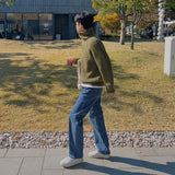 AIDASE  -  New Fashion Men's Solid Color Casual Trendy Turtleneck Long Sleeve Simple Basic Loose Knitted Sweater Pullovers Male Clothes Top aidase-shop