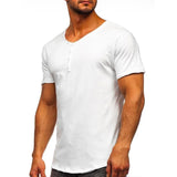 AIDASE  -  V-Ne ort Sve Men's T-irt Slim Fit Casual Daily Wear Youth Faion Basic  Color Top for Men aidase-shop