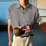 AIDASE  -  Men Shirt Solid Color Lapel Short Sleeve Loose Men Clothing Summer Streetwear 2025 Korean Style Fashion Casual Male Tops aidase-shop