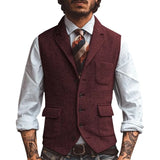 Aidase Men Vest Brown Herringbone Business Waistcoat Jacket Casual Slim For Wedding Groom Banquet Gilet Vest aidase-shop