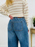 AIDASE  -  Women's Wide Leg Drawstring Jeans Elastic Waistband Loose-Fit Straight-Leg Pants Casual Retro Long Denim Pants aidase-shop