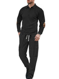 AIDASE  -  Spring and Autumn men's long sleeved two-piece collar shirt, long pants, loose work clothes, casual sportswear set aidase-shop