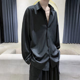 Aidase Men Black Solid Long-sleeved Shirts Mens Harajuku Fashion Oversize Shirt Male Gray Casual Streetwear Loose Blouses Plus Size