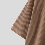 AIDASE  -  Men V Neck Half Sleeve Solid Color Ribbed Knitted Shirts aidase-shop