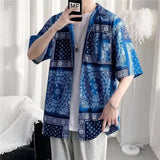AIDASE  -  Loose Men's Short Sleeve Shirt Couples Walnut Flower Print Summer Casual Chinese Style Five-Quarter Sleeve Shirt Jacket aidase-shop
