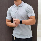 AIDASE  -  Male With Collar Tee White Tops Skinny Polo Shirts Plain Mens T-shirt Gym Muscles Smooth Men's Clothing Comfortable Casual Xl aidase-shop