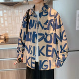 Aidase  Long Sleeved Shirt Men's and Women's Trendy Brand Loose American Retro High Street Full Print Trendy Shirt Trend