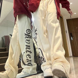 AIDASE  -  American Letter Print Casual Sports Pants Men Women Trendy Loose Thickened Fashion Sweatpants Hip-hop Wide-leg Trousers Urban aidase-shop
