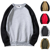 AIDASE  -  Men's Casual Loose Color Patch Shoulder Sleeved Pullover Trendy Round Neck Men's Clothing Tan Sweatshirt Men aidase-shop