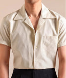 AIDASE  -  Cuban Collar Shirt Men's Short Sleeved High-end Summer Striped Thin Shirt Camisa Social Masculina Stylish Shirts For Men aidase-shop