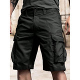 AIDASE  -  Men's Tactical Cargo Shorts Black Multi-Pocket Straight Leg Casual Workwear Shorts aidase-shop