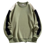 AIDASE  -  Men's Color Contrast Patchwork Casual Textured Crewneck Sweatshirt Mens Oversized Solid Sweatshirts aidase-shop
