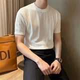 AIDASE  -  Honeycomb Mesh Knitted T-shirt Men Summer Short Sleeved Hollow Ice Silk Top Tee Business Casual British Luxury Tshirts Male aidase-shop