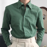 Aidase Italian One-Piece Collar Anti-Wrinkle Slim fit Old Qian Leisure Retro Artistic Yupi Gentleman Fashion Long sleeve Stripe