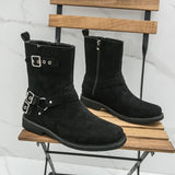AIDASE  -  Winter Men High-top Chelsea Boots Black American Casual Side Zipper Fashion Buckle High-quality Boots Outdoor Training Boots Men aidase-shop