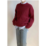 AIDASE  -  Laid-ba Twist Knit Sweater Thiened round Ne Casual Versatile Trendy for Men And Women Autumn Winter Comfortable Loose Fit aidase-shop