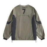 Aidase American Men Women Sweatshirt Drawstring Spring High Street Functional Punk Color Block Letter Print Loose O-Neck Tops Hip Hop aidase-shop