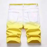 AIDASE  -  Men Summer Denim Shorts Y2K Fancy Gradient Color Breeches Fashion Holes Ripped Slim Straight Jeans aidase-shop