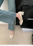 AIDASE  -  Leather Women Mary Jane Shoes Fashion Shallow Butterfly-knot Shoes Spring Autumn Wedding Party Shoes aidase-shop