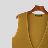 AIDASE  -  Men Tank Tops Knitted Deep V Neck Sleeveless Male Vests Summer Streetwear 2025 Solid Color Sexy Fashion Men Clothing aidase-shop