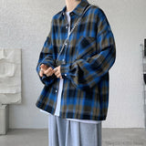 Aidase Long Sleeve Plaid Shirts Men Autumn Casual Loose Harajuku Vintage High Street Daily All-match Gentleman Camisa Plus Size 5XL-M