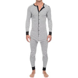 AIDASE  -  Striped One-Piece Sleepsuit Men's Slim-Fit Long-Sleeve Autumn-Winter New Homewear aidase-shop