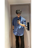 AIDASE  -  Blue Plaid Long Sve irt for Men Spring Autumn Youth Sle Cleanfit Outerwear Casual Faionable Teenage Boy's irt aidase-shop
