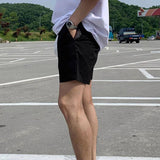 AIDASE  -  Daily Leisure Mens Shorts Linen Solid Color Simple Loose Bottoms Men Spring Summer Men Beach Casual Drawstring Shorts aidase-shop