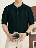 AIDASE  -  Summer Casual Buttoned Polo Neck Knit Top Men Vintage Crochet Knitted Polo Shirt Stylish Mens Short Sleeve Slim Polo Shirts