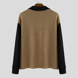 AIDASE  -  Men Pullovers Patchwork Lapel Long Sleeve Knitted Spring Autumn Casual Male Sweater Zipper Streetwear Men Clothing S-5XL aidase-shop