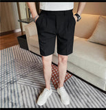 AIDASE  -  New Men Summer Slim-fit British Style Suit Shorts Light Luxury Business Straight-leg Shorts Leisure Button-down Half-pants M-3XL aidase-shop