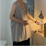 AIDASE  -  Japanese Men's Vest Korean Solid Color Loose Sleeveless Trendy T-shirt Summer Outdoor High Street Style Male Top aidase-shop