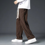 AIDASE  -  Men's Corduroy Drawstring Casual Pants Heavyweight Loose Wide Leg Straight Sweatpants Draped Trousers aidase-shop