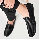 AIDASE  -  Spring High-quality White Loafers Men's Brand Business Leather Shoes Genuine Leather and Soft Soles Lightweight Driving Shoes aidase-shop