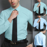 AIDASE  -  Mens Business Dress Shirt Casual Button Down Long Sleeve Shirts Regular Fit Solid Loose Regular Fit Formal Dress Men'S Shirt aidase-shop