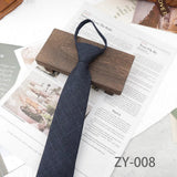 AIDASE  -  8cm British Style Casual Brown Khaki Plaid Clip Ties For Men Adult Polyester Wool Solid Gray Necktie Business Free Knot Lazy Tie aidase-shop