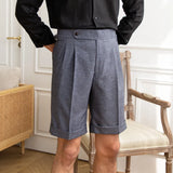 Aidase Ropa Hombre Casual Club Gray Short Pant Men Suit Short Mens Short Men Pantalones Homme Summer Thin High Waist Shorts British aidase-shop