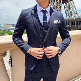 Aidase Men's High-quality Large Suit 6XL/7XL 3-piece Suit (suit+vest+pants) Business Fashion Check Suit Groom Wedding Banquet Suit aidase-shop