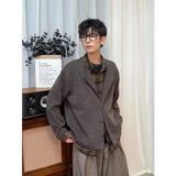 AIDASE  -  Loose Knitted Baseball Jaet for Men Autumn Trendy Brand Design Plaid Patchwork Open Cardigan Sle Polyester Fiber Long Sve aidase-shop