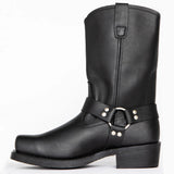 Men's Vintage Cowboy Boots High Top Chain Buckle Strap Men Knight Boots Riveted Man Square Heel Short Boots Large Size 38-48 aidase-shop
