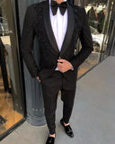 AIDASE  -  Luxury Men's Suit 2 Pieces Blazer Pants One Button Sheer Lapel Satin Business Beads Formal Work Wear Wedding Groom Costume Homme aidase-shop